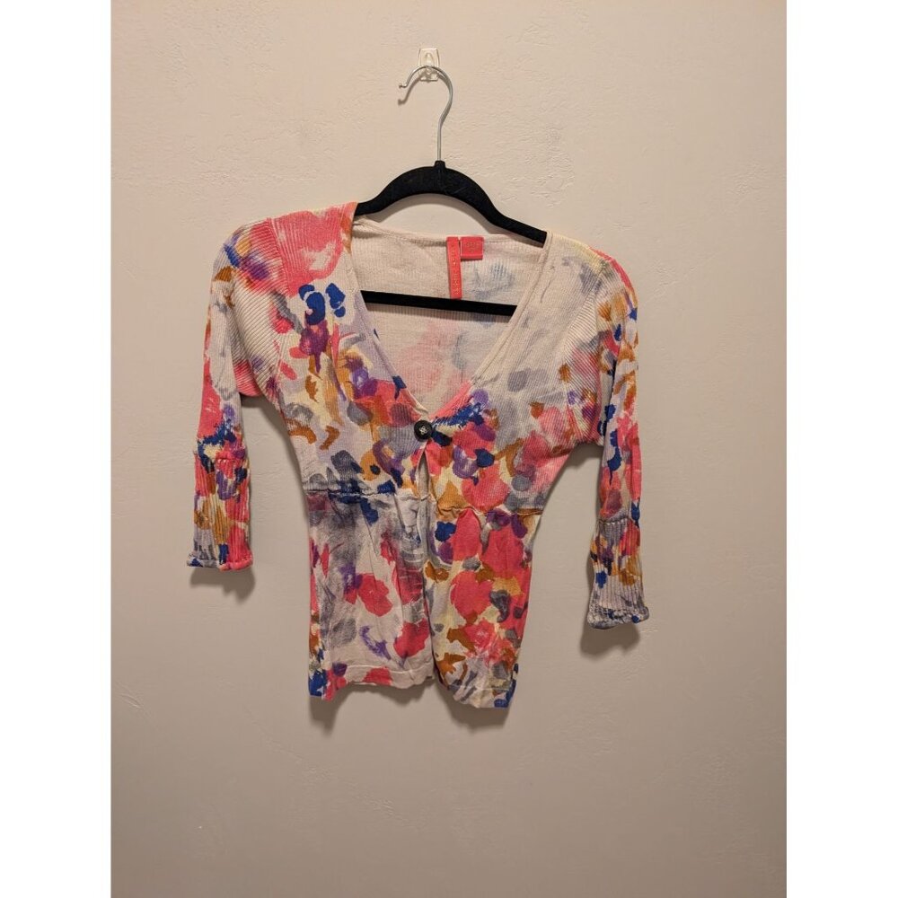 Charlotte Silk Blend Front-Button Cropped Bright Cardigan Medium